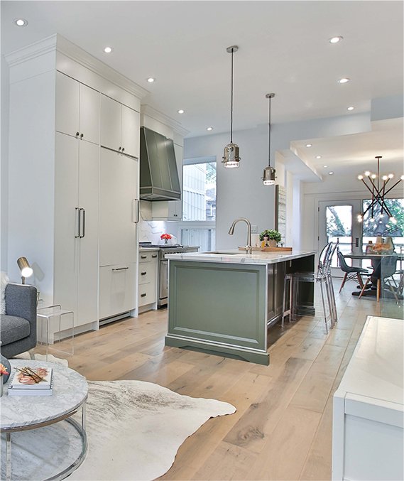 beautiful home interior with marble countertops and wood floors